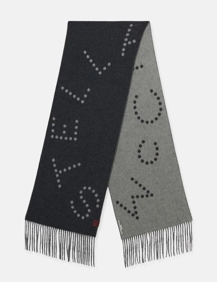 Stella McCartney Knitwear Women Moniker Print Logo Scarf Grey