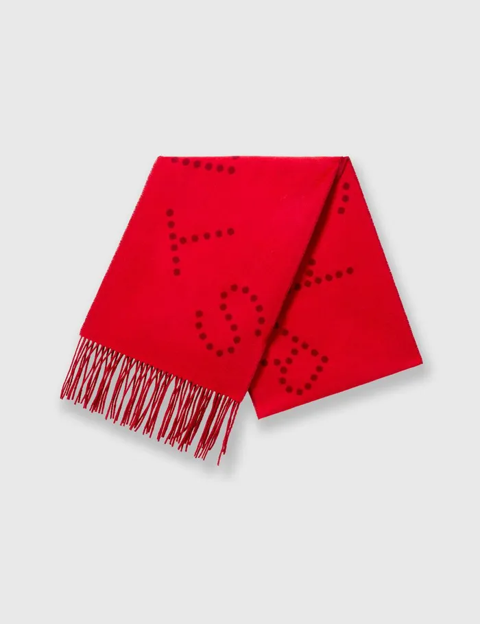 Stella McCartney Knitwear Women Moniker Print Logo Scarf Lipstick Red