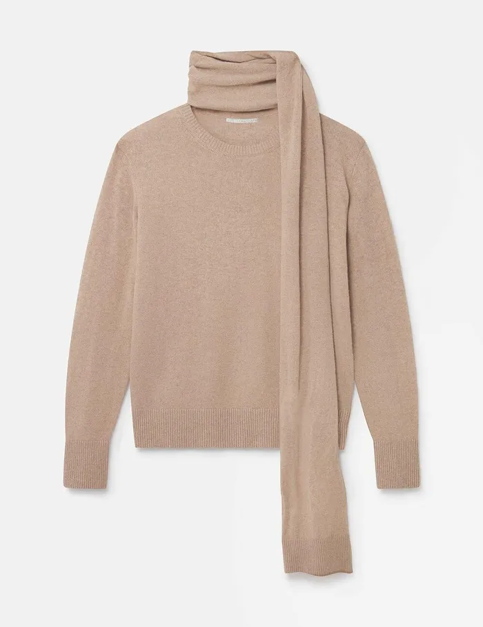 Stella McCartney Knitwear Women Scarf Detail Long Sleeve Sweater Sandy Beige