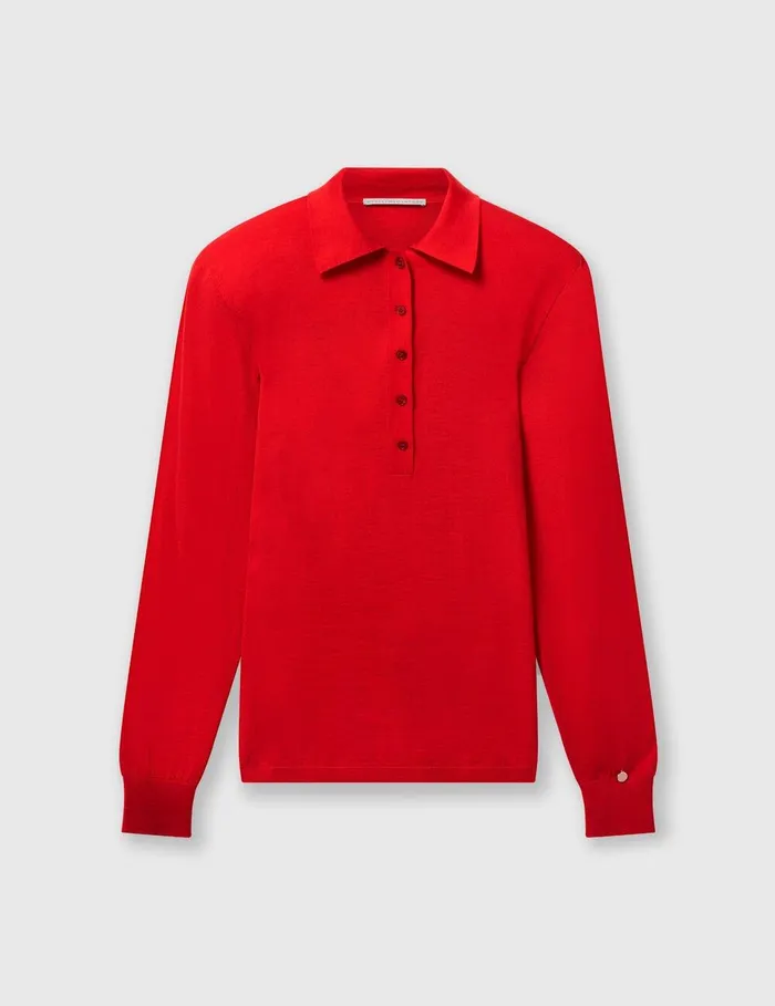 Stella McCartney Knitwear Women Strong Shoulder Polo Shirt Lipstick Red