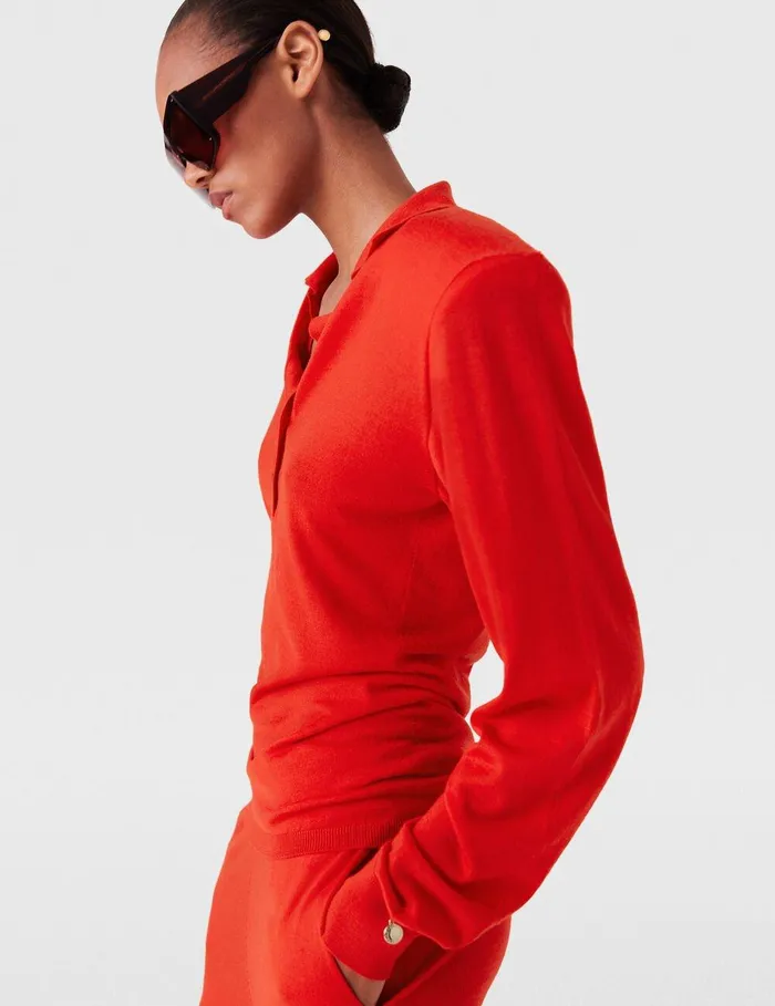 Stella McCartney Knitwear Women Strong Shoulder Polo Shirt Lipstick Red Stella McCartney Knitwear Women Strong Shoulder Polo Shirt Lipstick Red