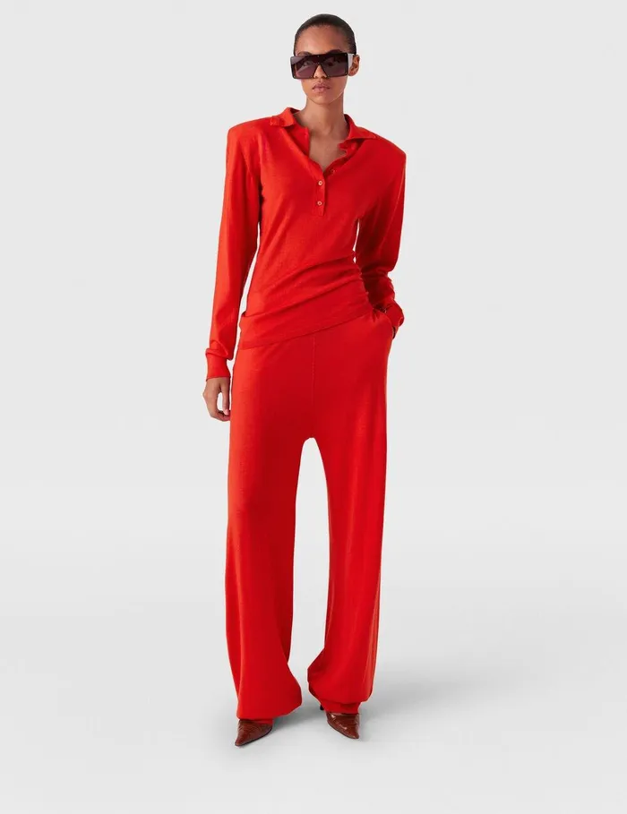 Stella McCartney Knitwear Women Strong Shoulder Polo Shirt Lipstick Red Stella McCartney Knitwear Women Strong Shoulder Polo Shirt Lipstick Red