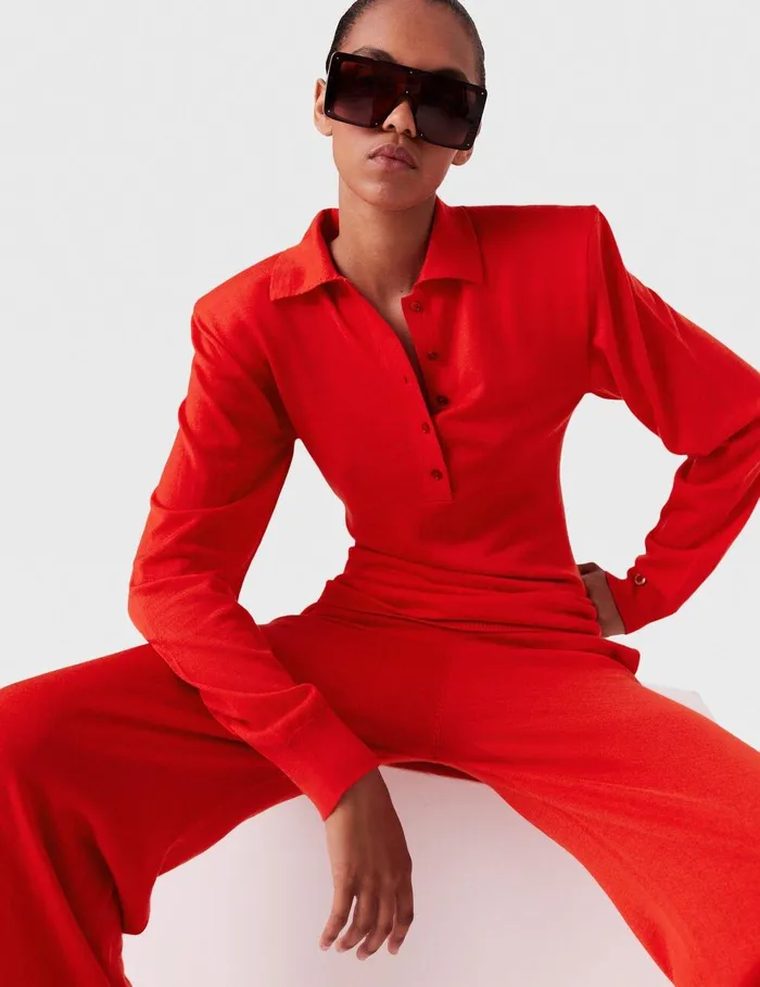 Stella McCartney Knitwear Women Strong Shoulder Polo Shirt Lipstick Red Stella McCartney Knitwear Women Strong Shoulder Polo Shirt Lipstick Red