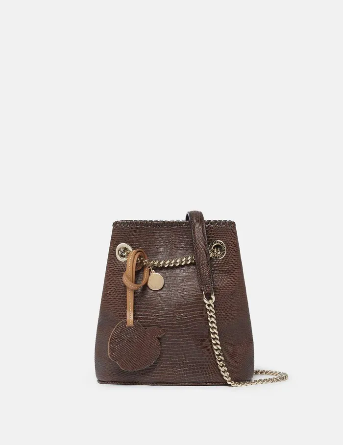 Stella McCartney Mini Bags And Clutches Women Falabella ScaleEmbossed Bucket Bag Chocolate Brown Stella McCartney Mini Bags And Clutches Women Falabella ScaleEmbossed Bucket Bag Chocolate Brown