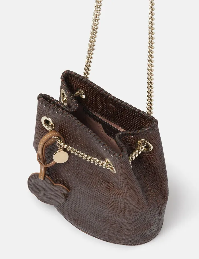 Stella McCartney Mini Bags And Clutches Women Falabella ScaleEmbossed Bucket Bag Chocolate Brown Stella McCartney Mini Bags And Clutches Women Falabella ScaleEmbossed Bucket Bag Chocolate Brown