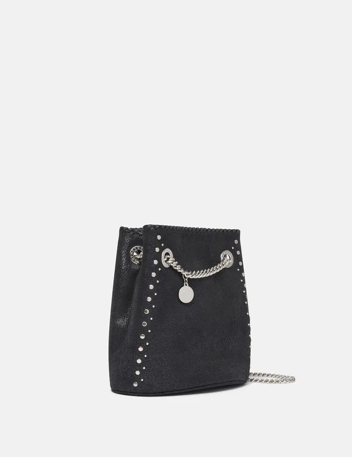 Stella McCartney Mini Bags And Clutches Women Falabella Studded Bucket Bag Pitch Black Stella McCartney Mini Bags And Clutches Women Falabella Studded Bucket Bag Pitch Black