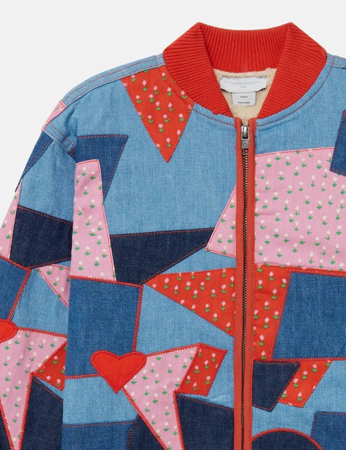 Stella McCartney Outerwear Kids Patchwork Denim Jacket Multicolour Stella McCartney Outerwear Kids Patchwork Denim Jacket Multicolour