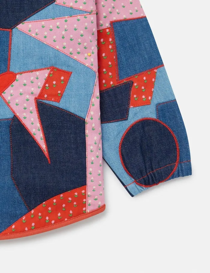 Stella McCartney Outerwear Kids Patchwork Denim Jacket Multicolour Stella McCartney Outerwear Kids Patchwork Denim Jacket Multicolour