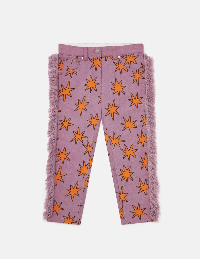 Stella McCartney Pants and Shorts Kids Bright Stars Fringe Denim Jeans Violet Multi Stella McCartney Pants and Shorts Kids Bright Stars Fringe Denim Jeans Violet Multi