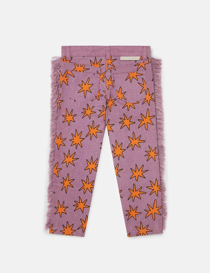 Stella McCartney Pants and Shorts Kids Bright Stars Fringe Denim Jeans Violet Multi Stella McCartney Pants and Shorts Kids Bright Stars Fringe Denim Jeans Violet Multi