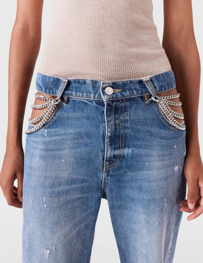 Stella McCartney Pants And Shorts Women Falabella Hips StraightLeg Jeans Blue