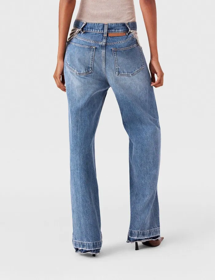 Stella McCartney Pants And Shorts Women Falabella Hips StraightLeg Jeans Blue