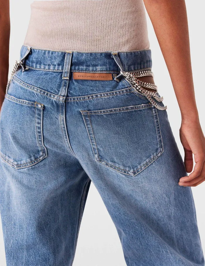Stella McCartney Pants And Shorts Women Falabella Hips StraightLeg Jeans Blue