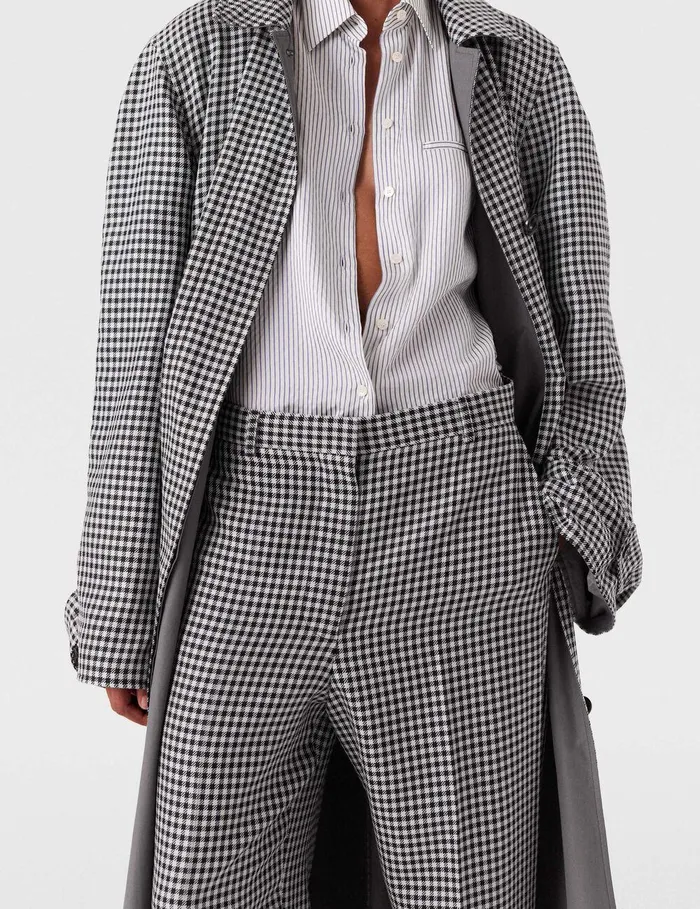 Stella McCartney Pants And Shorts Women LowRise Check StraightLeg Pants Cream And Black Stella McCartney Pants And Shorts Women LowRise Check StraightLeg Pants Cream And Black