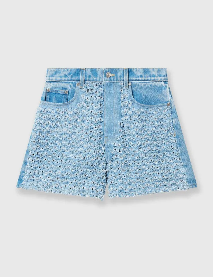 Stella McCartney Pants And Shorts Women Midrise Denim Boucl Shorts Light Blue Stella McCartney Pants And Shorts Women Midrise Denim Boucl Shorts Light Blue