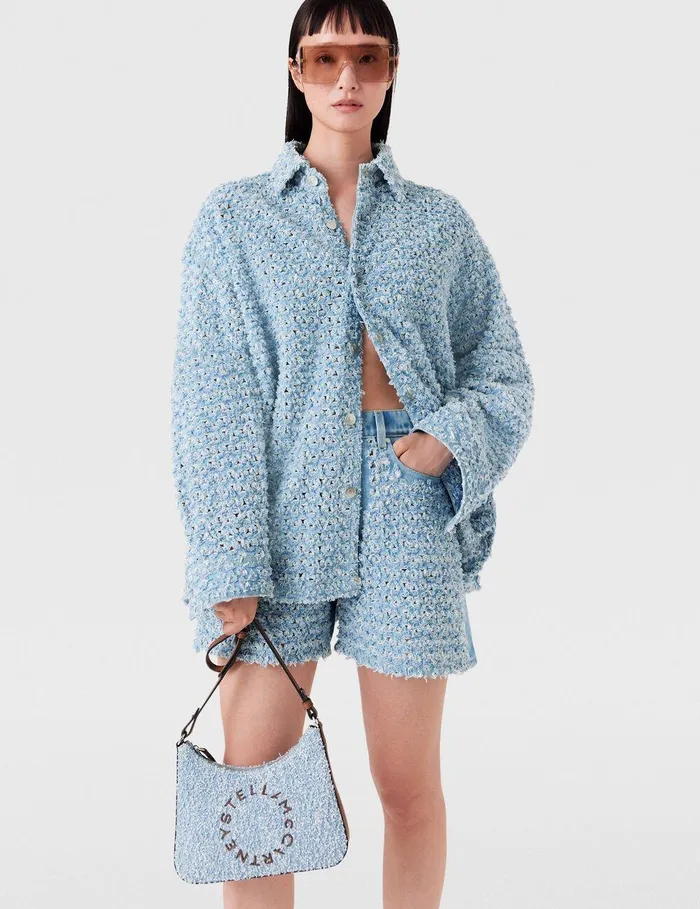 Stella McCartney Pants And Shorts Women Midrise Denim Boucl Shorts Light Blue Stella McCartney Pants And Shorts Women Midrise Denim Boucl Shorts Light Blue