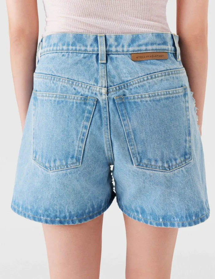 Stella McCartney Pants And Shorts Women Midrise Denim Boucl Shorts Light Blue Stella McCartney Pants And Shorts Women Midrise Denim Boucl Shorts Light Blue