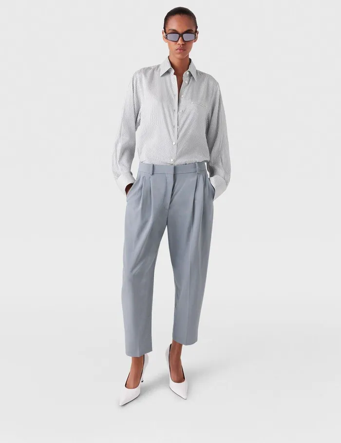Stella McCartney Pants And Shorts Women Pleated HighRise Wool Pants Mist Stella McCartney Pants And Shorts Women Pleated HighRise Wool Pants Mist