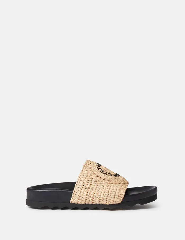 Stella McCartney Sandals Women Elyse Raffia Logo Sandals Naturalblack