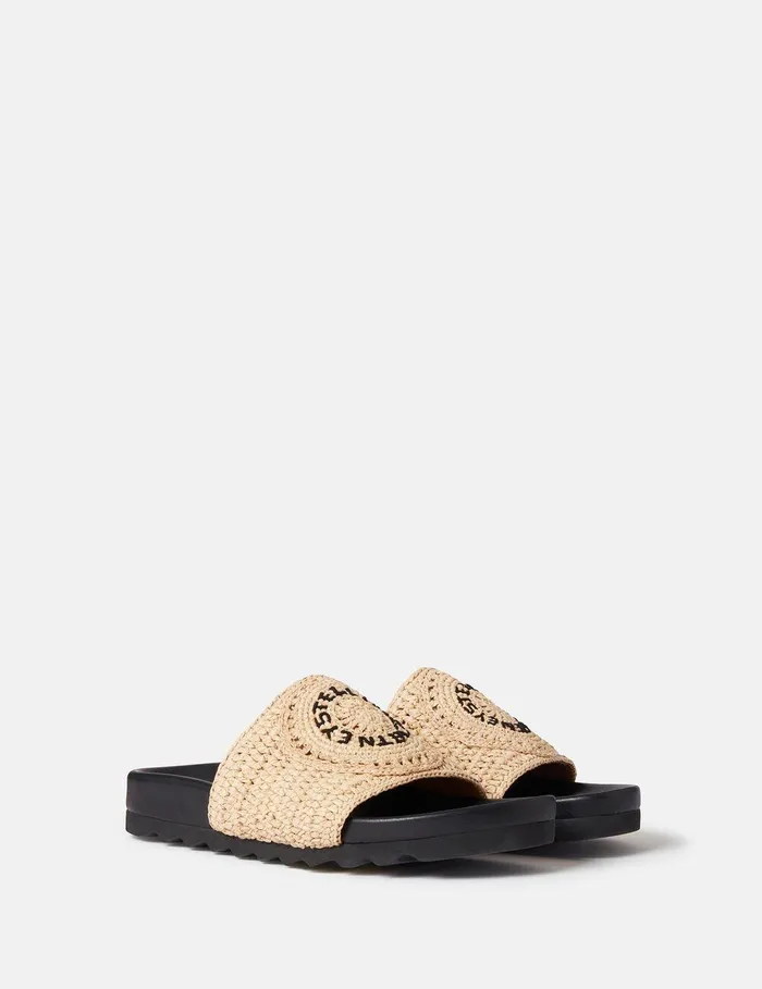 Stella McCartney Sandals Women Elyse Raffia Logo Sandals Naturalblack Stella McCartney Sandals Women Elyse Raffia Logo Sandals Naturalblack