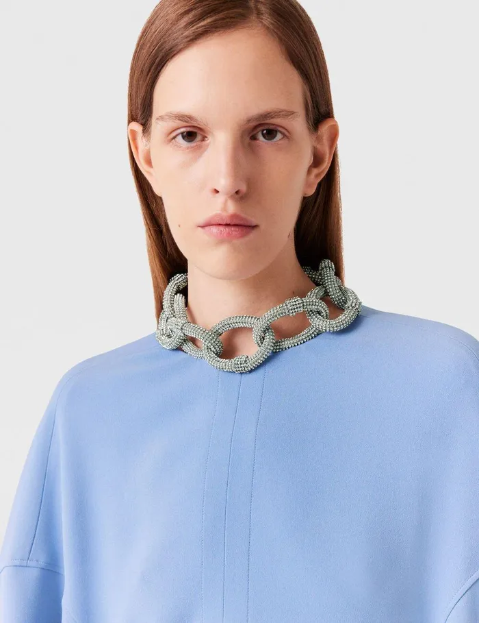 Stella McCartney Shirts And Tops Women Crystal Chain ShortSleeve Top Iris