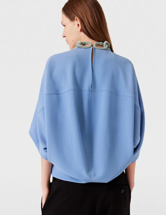 Stella McCartney Shirts And Tops Women Crystal Chain ShortSleeve Top Iris