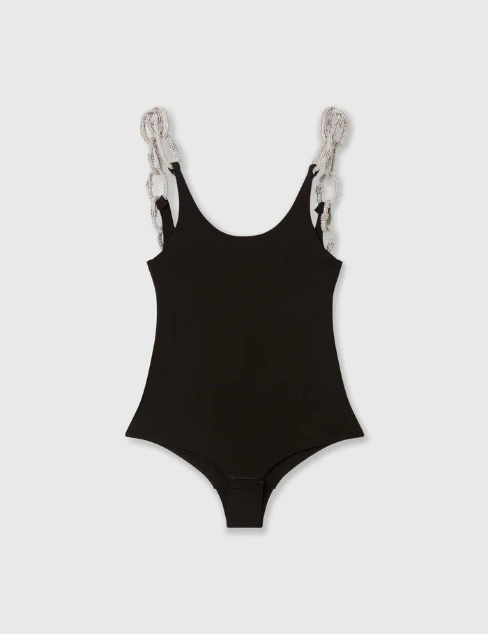 Stella McCartney Shirts And Tops Women Crystal Chain Strap Top Black