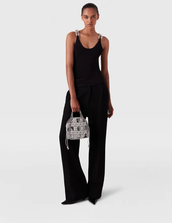 Stella McCartney Shirts And Tops Women Crystal Chain Strap Top Black Stella McCartney Shirts And Tops Women Crystal Chain Strap Top Black