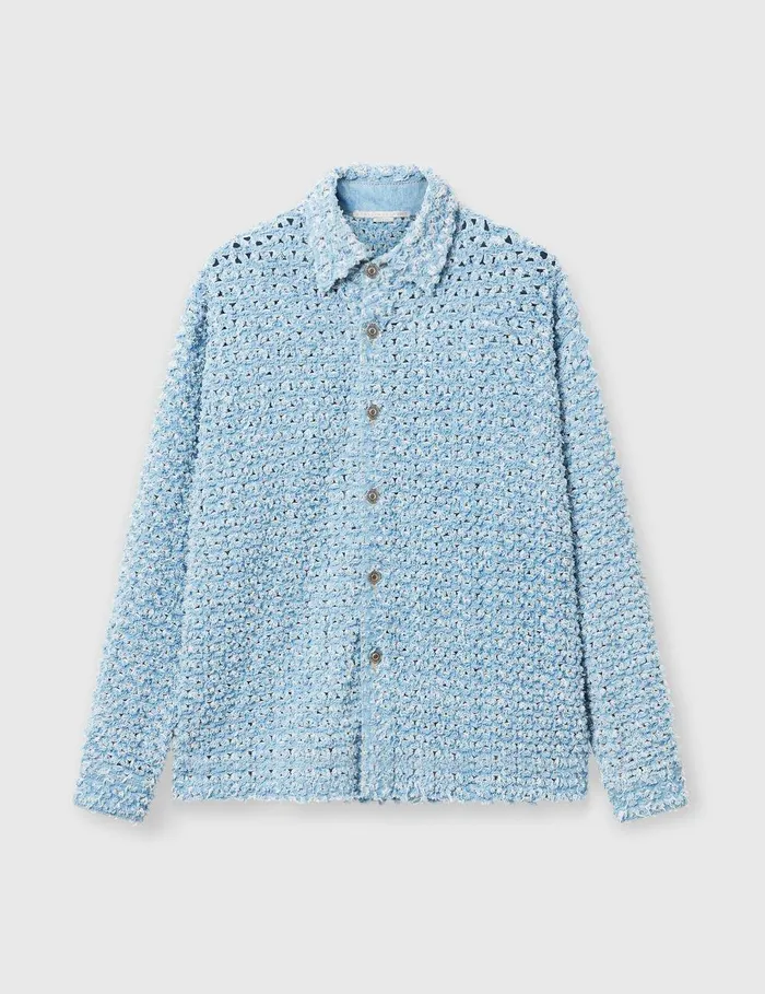 Stella McCartney Shirts And Tops Women Oversized Denim Boucl Shirt Light Blue