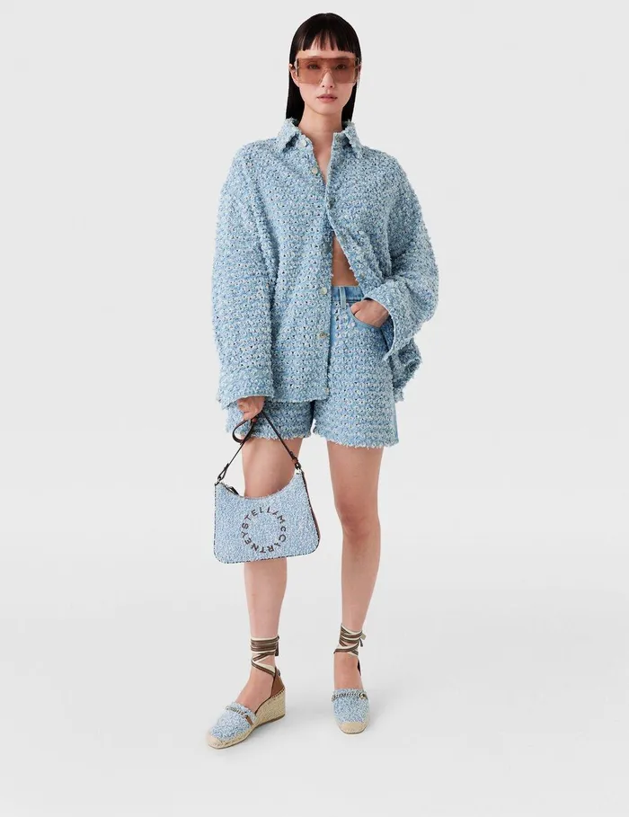 Stella McCartney Shirts And Tops Women Oversized Denim Boucl Shirt Light Blue
