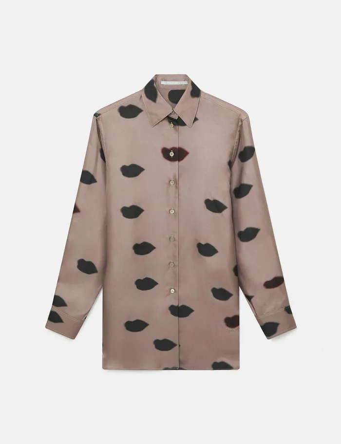 Stella McCartney Shirts And Tops Women Oversized Lips Print Shirt Ashy Mauve