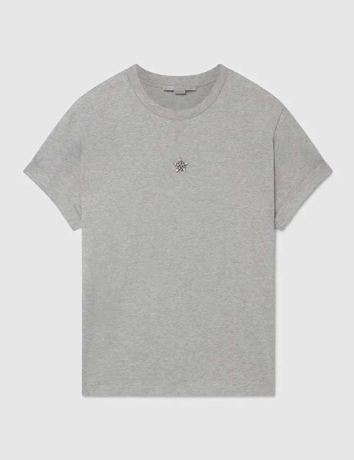Stella McCartney Shirts And Tops Women Star Boxy TShirt Grey Melange