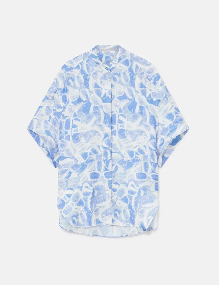 Stella McCartney Shirts And Tops Women Sunglasses Print High Neck Top Blue