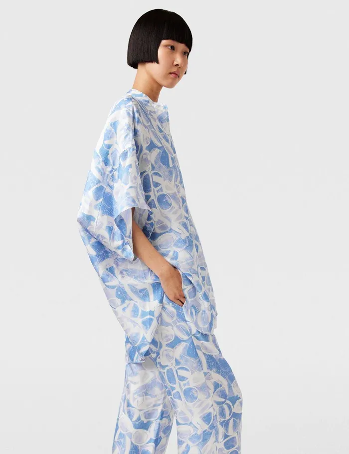 Stella McCartney Shirts And Tops Women Sunglasses Print High Neck Top Blue