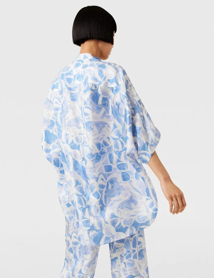 Stella McCartney Shirts And Tops Women Sunglasses Print High Neck Top Blue