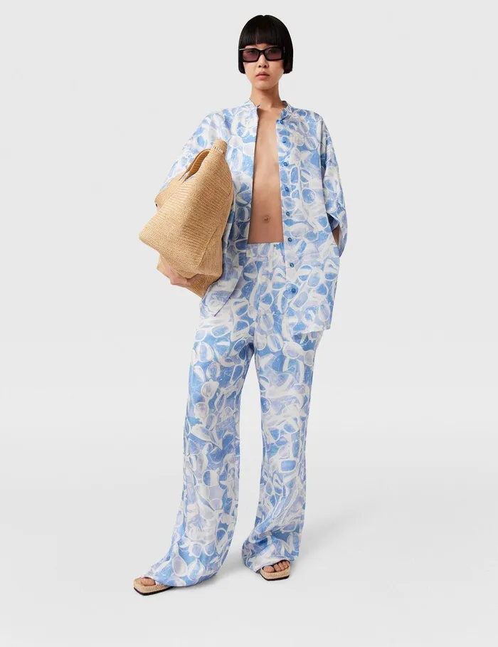 Stella McCartney Shirts And Tops Women Sunglasses Print High Neck Top Blue