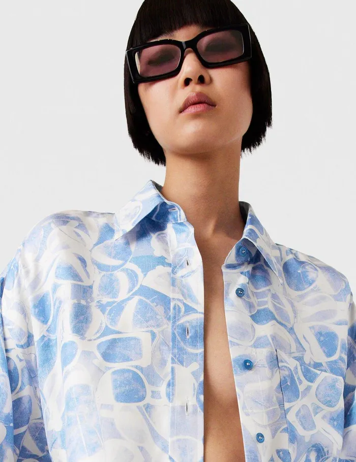 Stella McCartney Shirts And Tops Women Sunglasses Print LongSleeve Shirt Blue Stella McCartney Shirts And Tops Women Sunglasses Print LongSleeve Shirt Blue