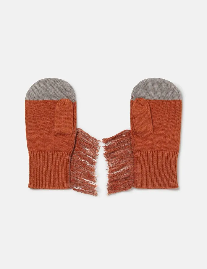 Stella McCartney Shoes And Accessories Kids Horse Fringed Mittens Brown