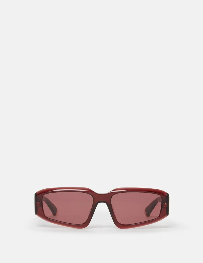 Stella McCartney Sunglasses Women Abstract Rectangle Sunglasses Glossy Dark Wine And Gold