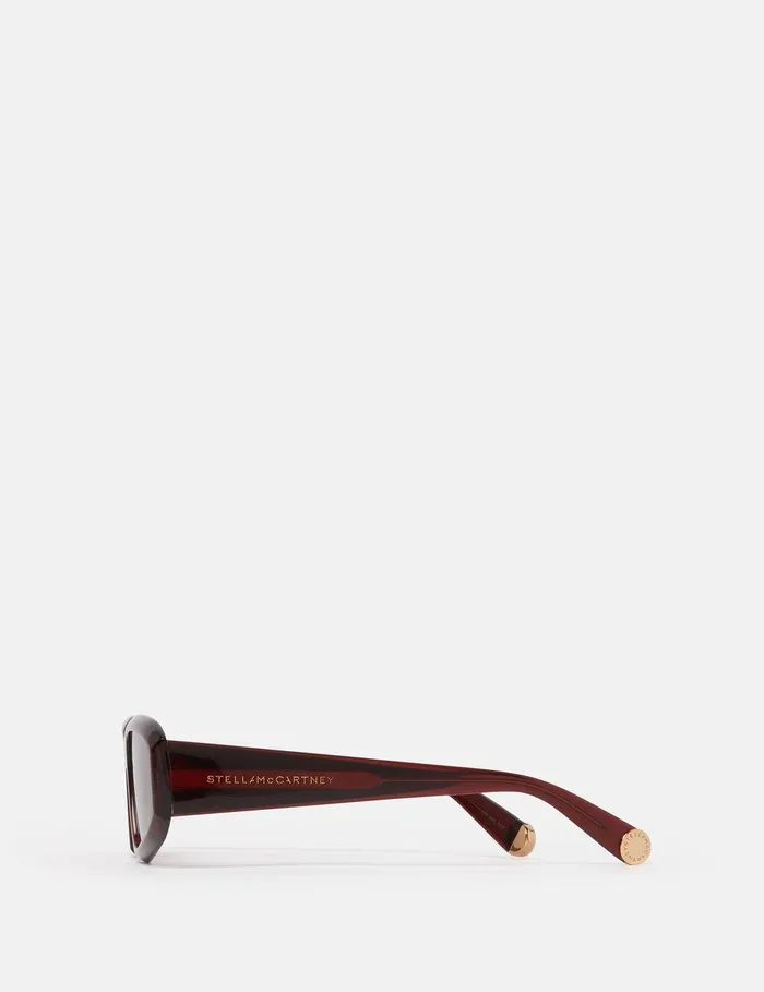 Stella McCartney Sunglasses Women Abstract Rectangle Sunglasses Glossy Dark Wine And Gold Stella McCartney Sunglasses Women Abstract Rectangle Sunglasses Glossy Dark Wine And Gold