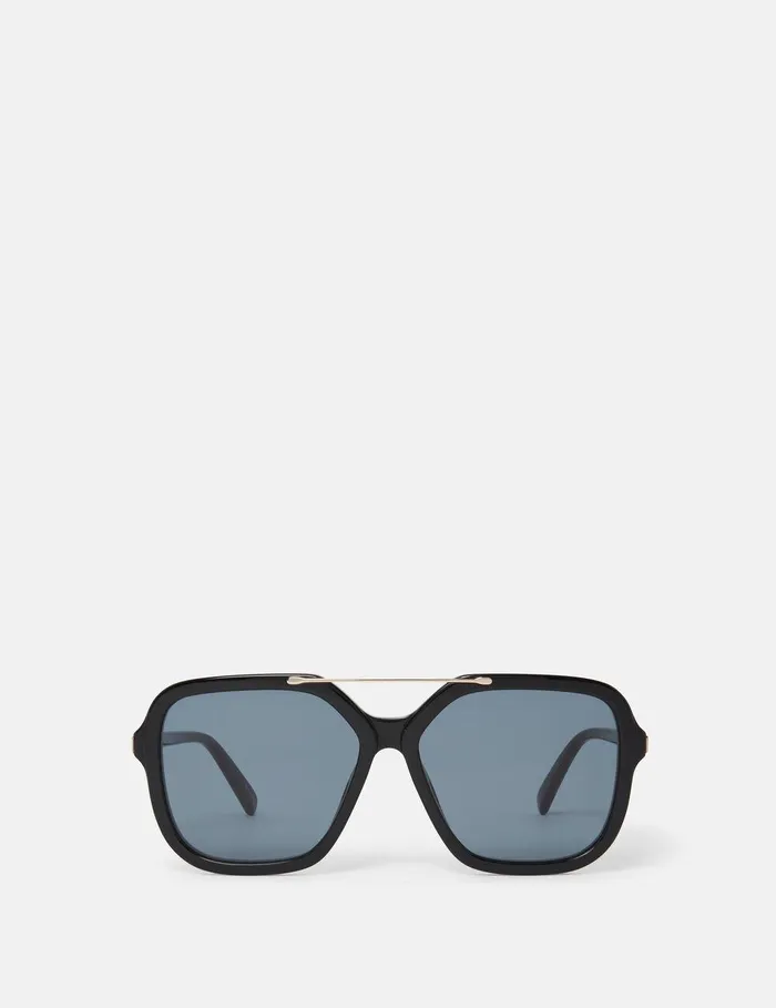 Stella McCartney Sunglasses Women Oversized Square Metal Bar Sunglasses Glossy Black Stella McCartney Sunglasses Women Oversized Square Metal Bar Sunglasses Glossy Black