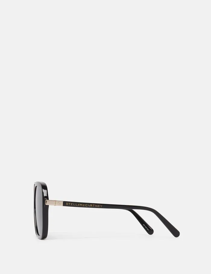 Stella McCartney Sunglasses Women Oversized Square Metal Bar Sunglasses Glossy Black Stella McCartney Sunglasses Women Oversized Square Metal Bar Sunglasses Glossy Black