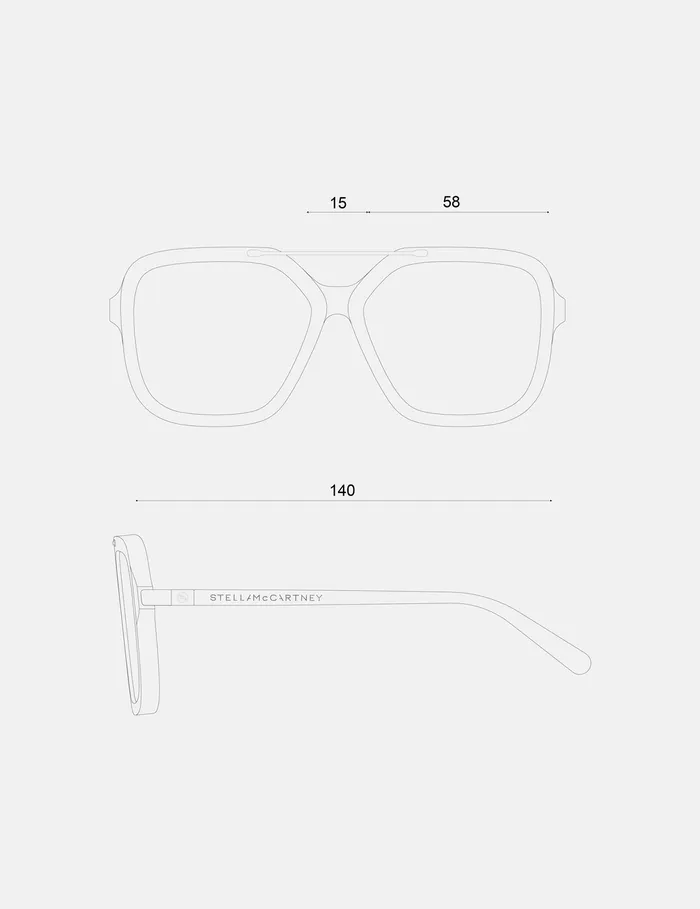 Stella McCartney Sunglasses Women Oversized Square Metal Bar Sunglasses Glossy Black Stella McCartney Sunglasses Women Oversized Square Metal Bar Sunglasses Glossy Black