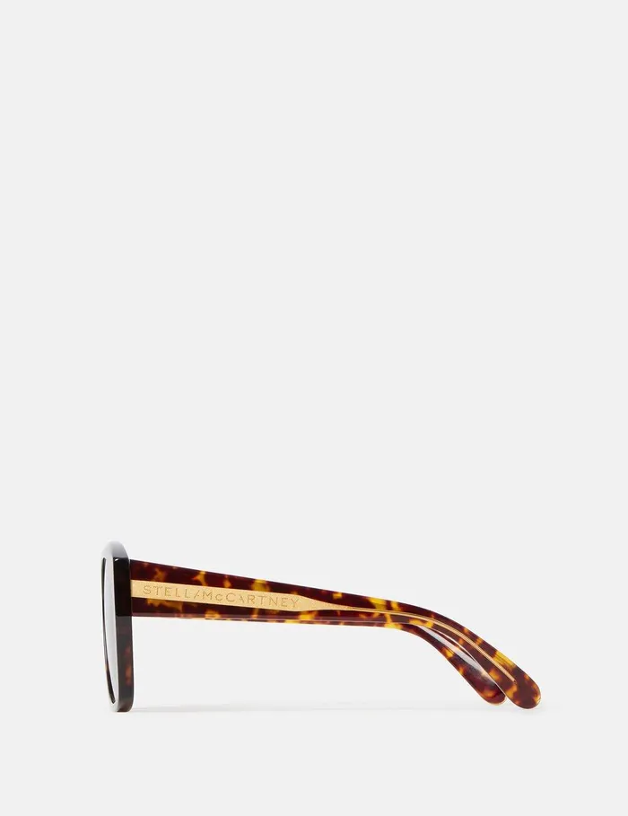 Stella McCartney Sunglasses Women StraightEdge Square Sunglasses Glossy Dark Havana