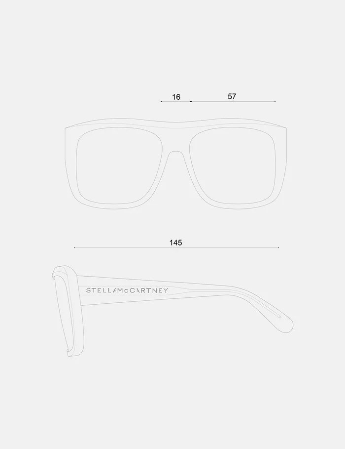 Stella McCartney Sunglasses Women StraightEdge Square Sunglasses Glossy Dark Havana