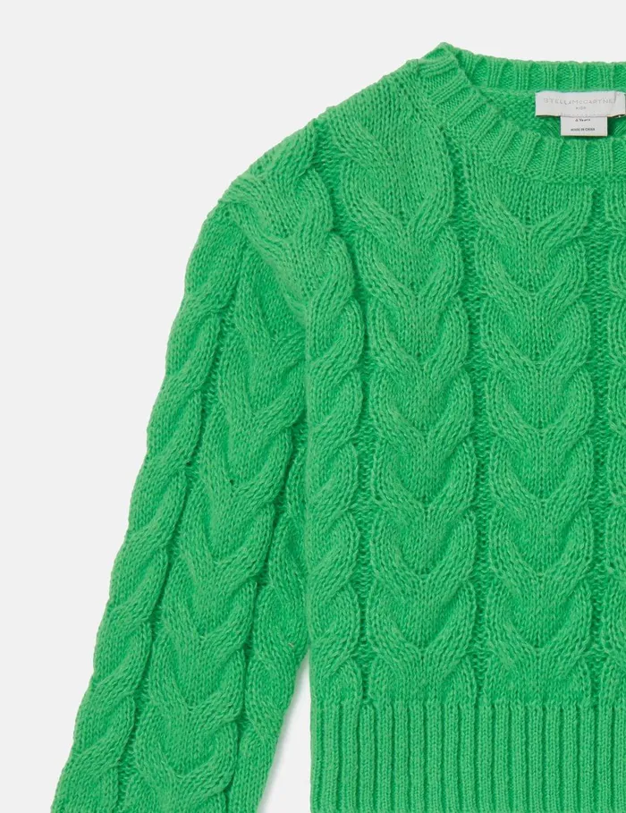 Stella McCartney Sweaters and Cardigans Kids Cable Knit Sweater Green Stella McCartney Sweaters and Cardigans Kids Cable Knit Sweater Green
