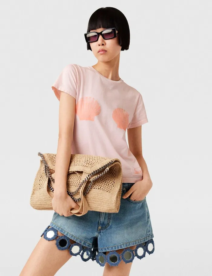 Stella McCartney Sweatshirts And TShirts Women Seashell Crewneck TShirt Light Pink Stella McCartney Sweatshirts And TShirts Women Seashell Crewneck TShirt Light Pink