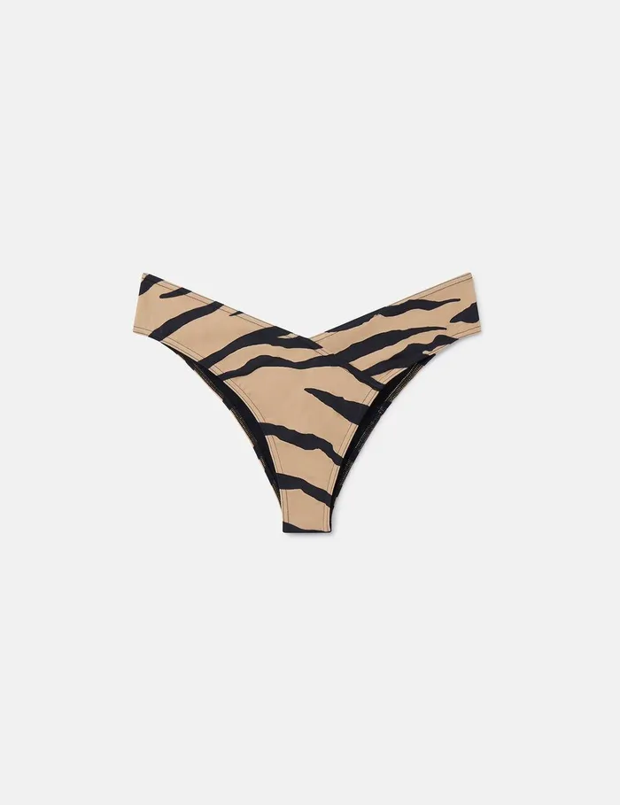 Stella McCartney Swimwear Women Zebra Print Bikini Briefs Camelblack