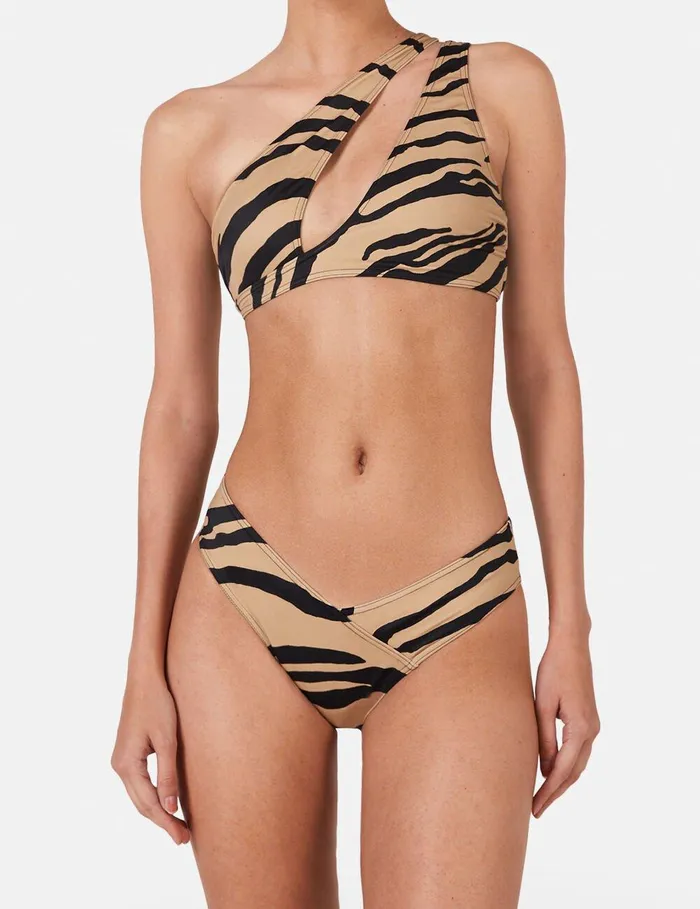 Stella McCartney Swimwear Women Zebra Print Bikini Briefs Camelblack Stella McCartney Swimwear Women Zebra Print Bikini Briefs Camelblack