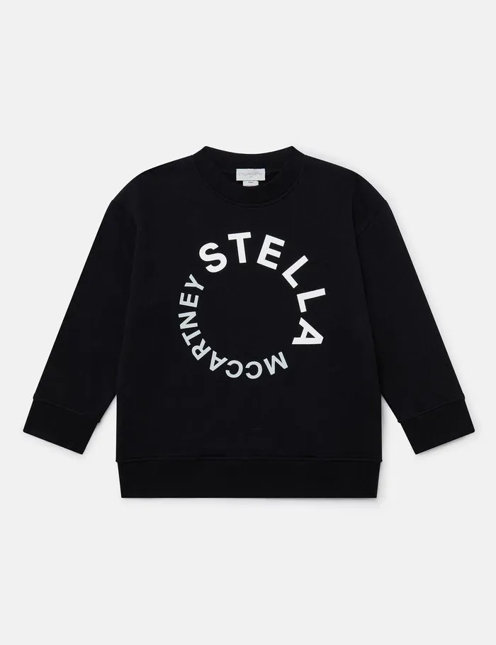 Stella McCartney TShirts And Sweatshirt Kids Logo Graphic LongSleeve Sweatshirt Black